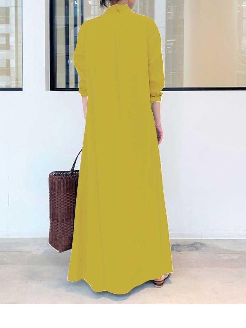 🆕 Women's Basic Loose Fit Long Sleeve Button Up Shirt Dress - Size L - Picture 2 of 7
